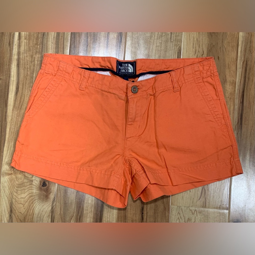 The North Face Orange Hiking Shorts Cotton Linen Blend Size 6 Outdoor Activewear